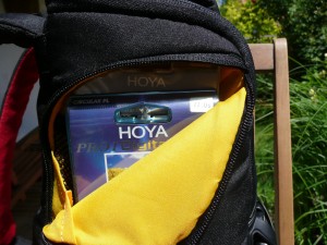 Two filters (77mm diameter) in the side pocket
